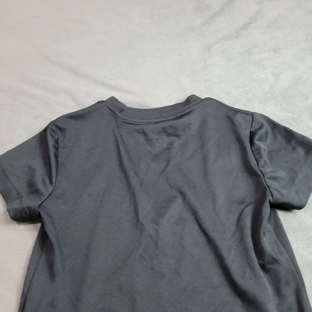 Nike DriFit Boy Size 2 Toddler Tee Black Crew Neck Large Red Swoosh Pullover Top